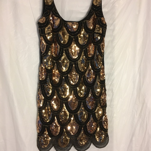 fab'rik Dresses & Skirts - Fab’ rik Med. Copper/Rose Gold Sequined Dress